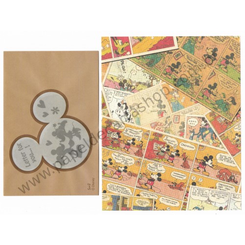 Conjunto de Papel de Carta Importado Disney Mickey Mouse Sea8 (Kraft)