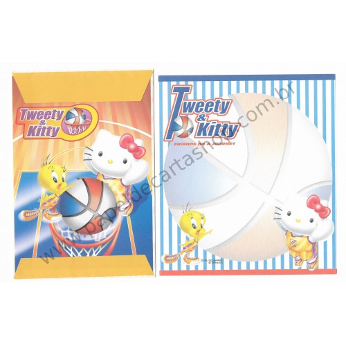 Ano 2002. Conjunto de Papel de Carta Hello Kitty & Tweety PBasketball Sanrio