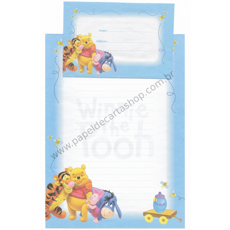 Conjunto de Papel de Carta Antigo VINTAGE Disney F1 - POOH (AZ)