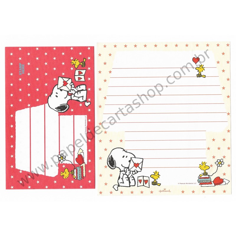 Conjunto de Papel de Carta Snoopy Typing Letters CVM Peanuts Hmk