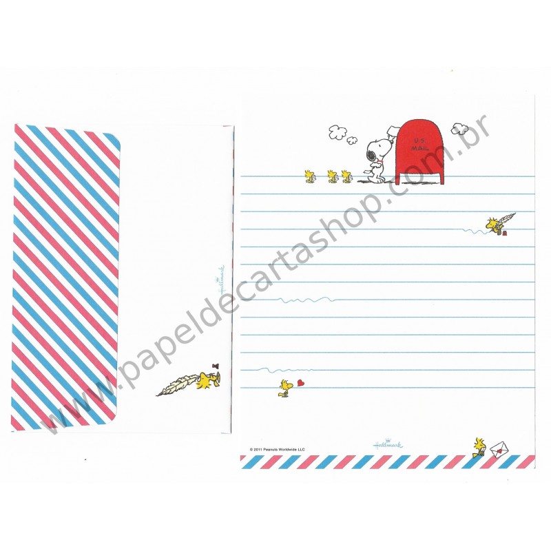 Conjunto de Papel de Carta Snoopy U.S. Mailbox - Peanuts Hallmark