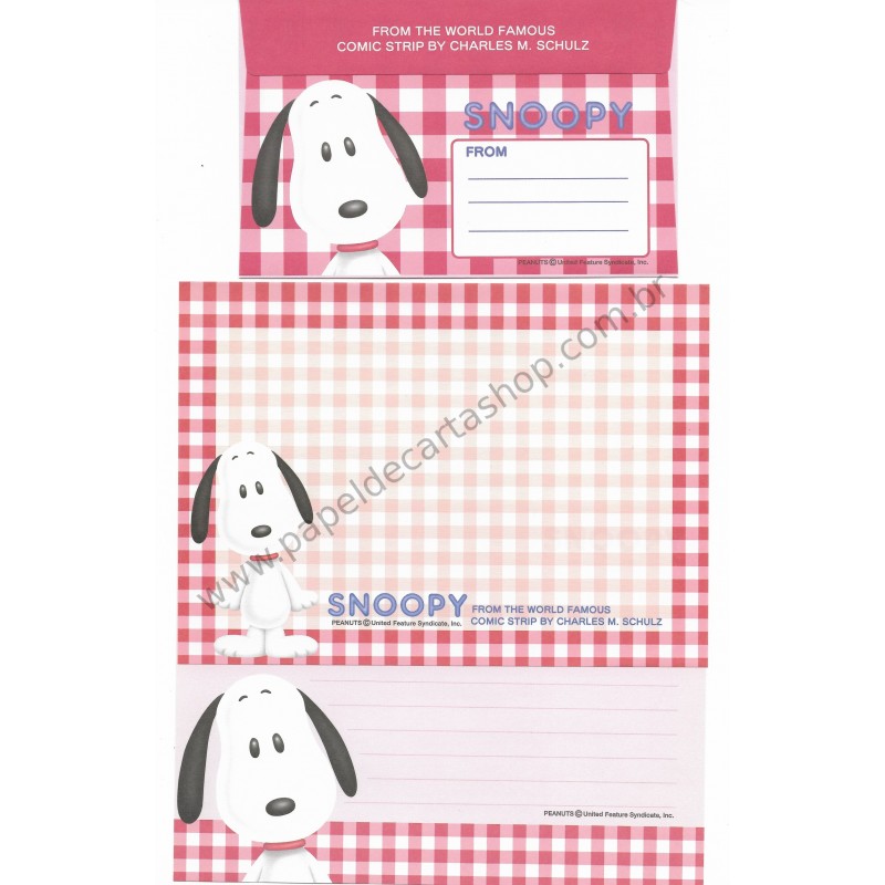 Conjunto de Papel de Carta Original Antigo Snoopy XVM Peanuts Japan
