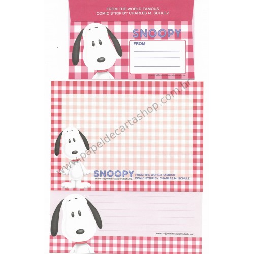 Conjunto de Papel de Carta Original Antigo Snoopy XVM Peanuts Japan