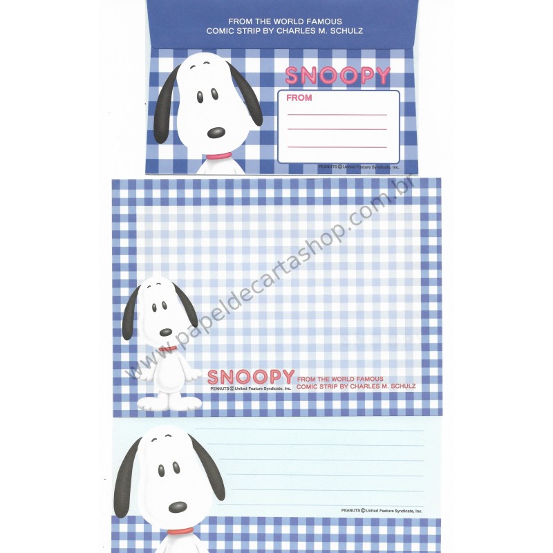 Conjunto de Papel de Carta Original Antigo Snoopy XAZ Peanuts Japan