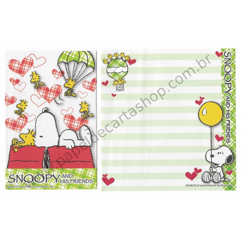 Kit 4 Conjuntos de Papéis de Carta Snoopy Peanuts