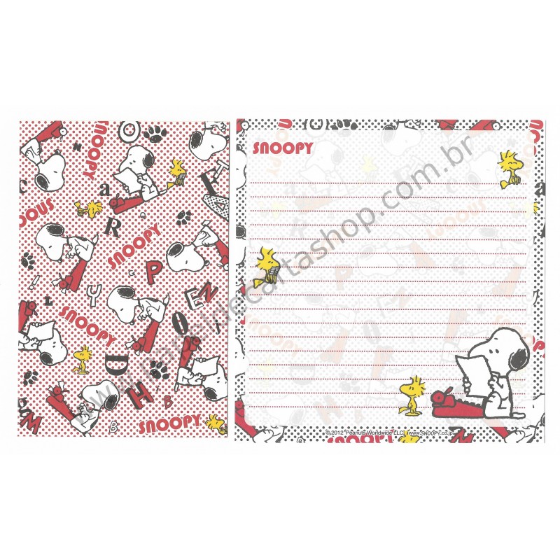 Kit 4 Conjuntos de Papéis de Carta Snoopy Co Jp Typing Letters Peanuts