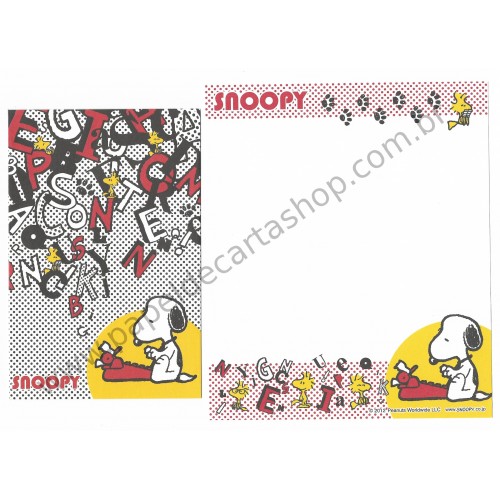 Kit 4 Conjuntos de Papéis de Carta Snoopy Co Jp Typing Letters Peanuts