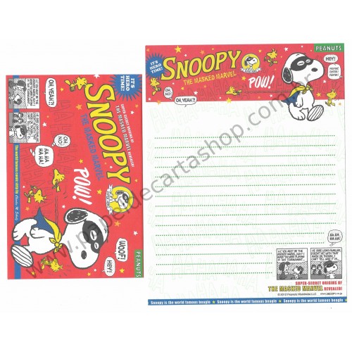 Kit 4 Conjuntos de Papéis de Carta Snoopy the Masked Marvel Red Peanuts