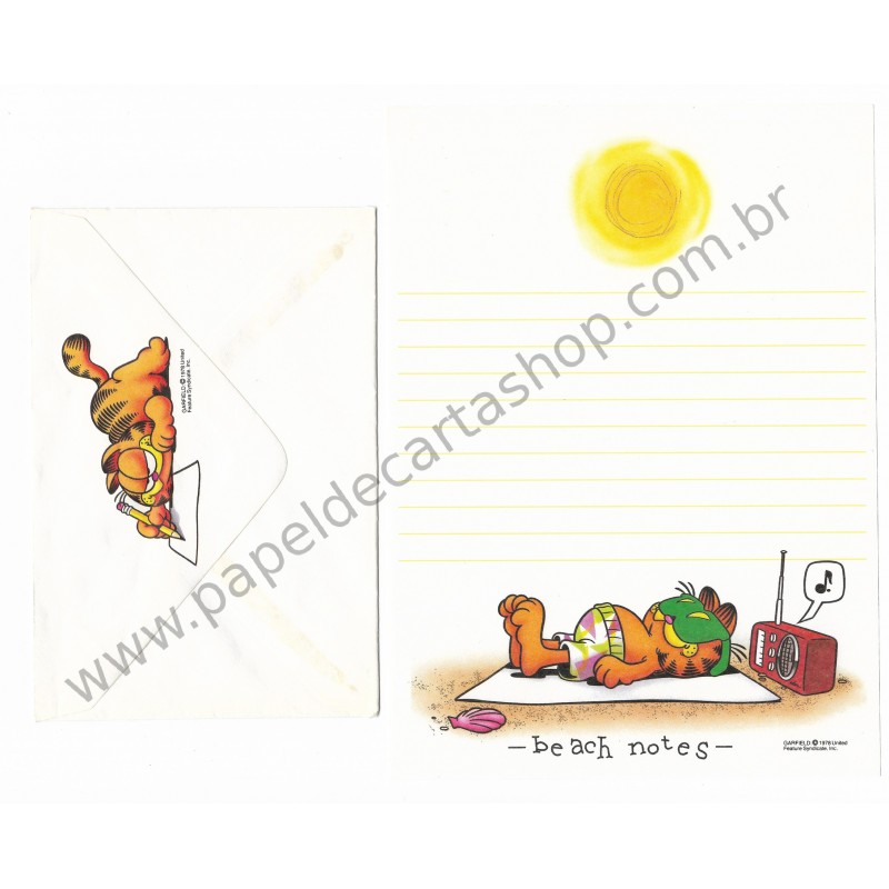 Conjunto de Papel de Carta Garfield Beach Notes - Paws