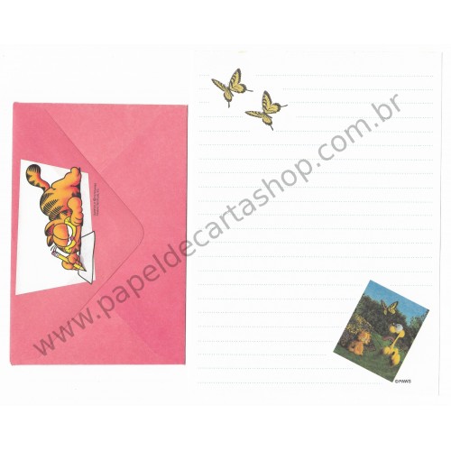 Conjunto de Papel de Carta Garfield & Butterflies - Paws