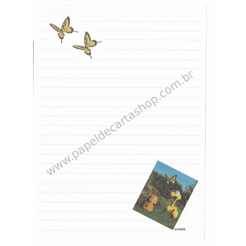 Papel de Carta Avulso Garfield & Butterflies - Paws