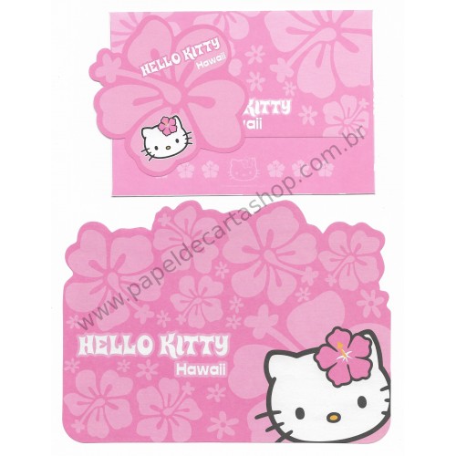 Ano 2002. Conjunto de Papel de Carta Hello Kitty Hawaii RS Sanrio