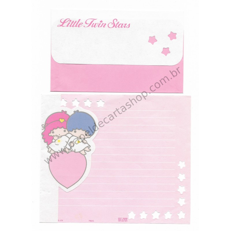 Conjunto de Papel de Carta Little Twin Stars Antigo Sanrio Soft Paper