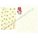 Ano 1997. Conjunto de Papel de Carta My Melody AM Antigo (Vintage) Sanrio