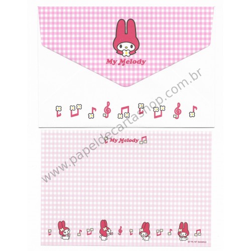 Ano 1997. Conjunto de Papel de Carta Pequeno My Melody RSX Antigo (Vintage) Sanrio