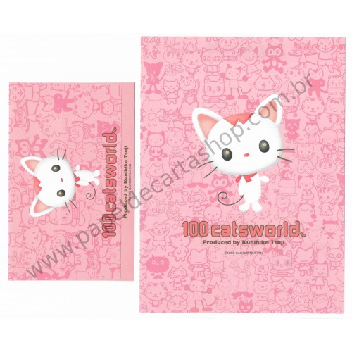 Ano 1998. Conjunto de Papel de Carta 100 Catsworld Vintage Sanrio Nijihan