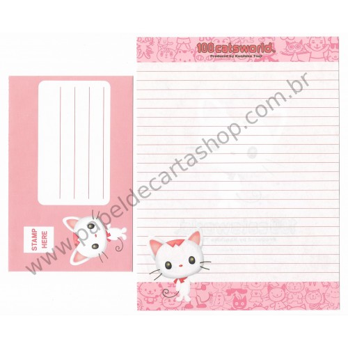 Ano 1998. Conjunto de Papel de Carta 100 Catsworld Vintage Sanrio Nijihan