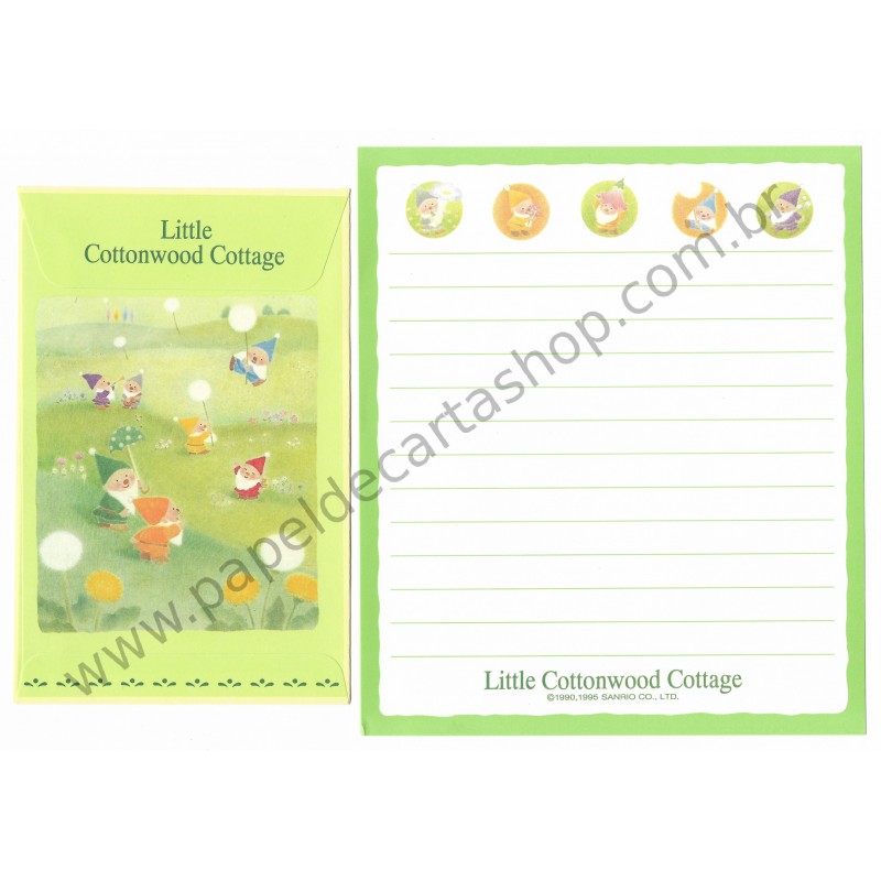 Ano 1995. Conjunto de Papel de Carta Little Cottonwood Cottage Sanrio