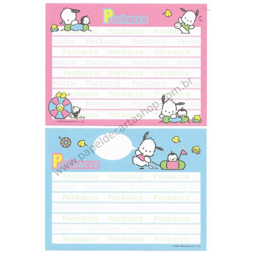 Ano 1998. Conjunto de Papel de Carta Pochacco VAZ Vintage Sanrio