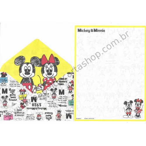 Conjunto de Papel de Carta Disney Mickey & Minnie (AM) - Kamio