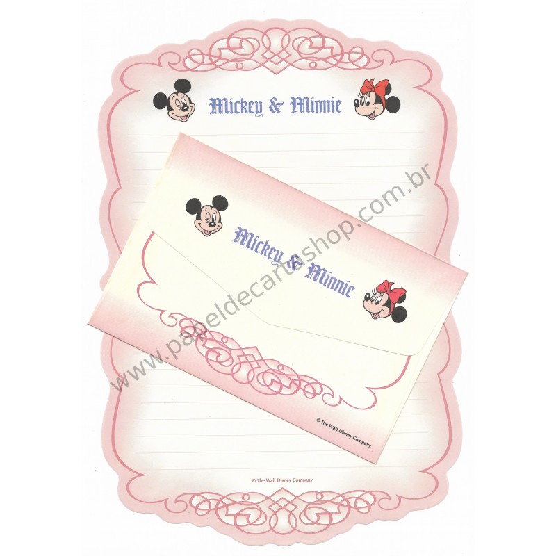 Conjunto de Papel de Carta Antigo Vintage Disney Mickey & Minnie 