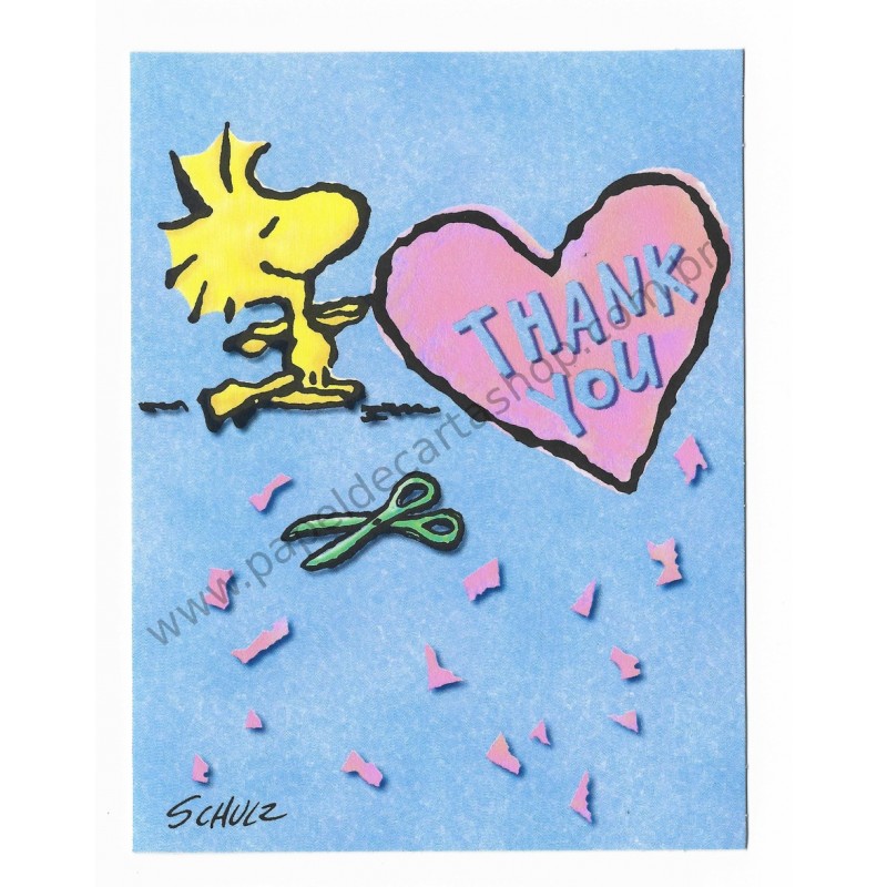 Notecard Cartão ANTIGO Importado Snoopy Thank You (CAZ) - Hallmark Cards