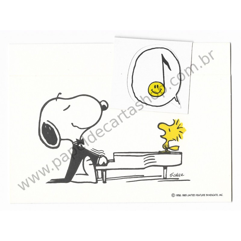 Postalete ANTIGO IMPORTADO COM SELINHO PARA COLAR Snoopy Playing the Piano Hmk