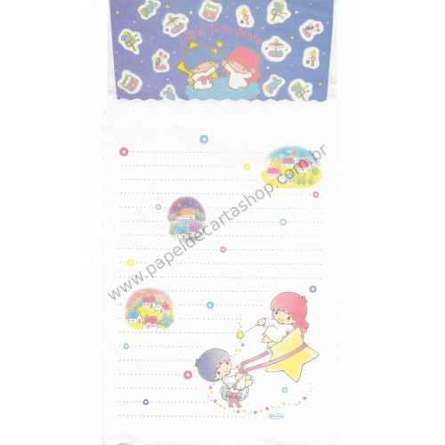 Conjunto de Papel de Carta Antigo Little Twin Stars (Branco)