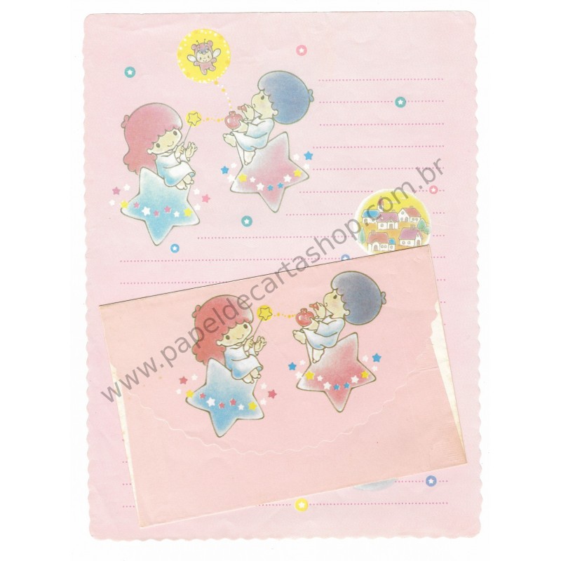 Conjunto de Papel de Carta Antigo Little Twin Stars (Rosa)