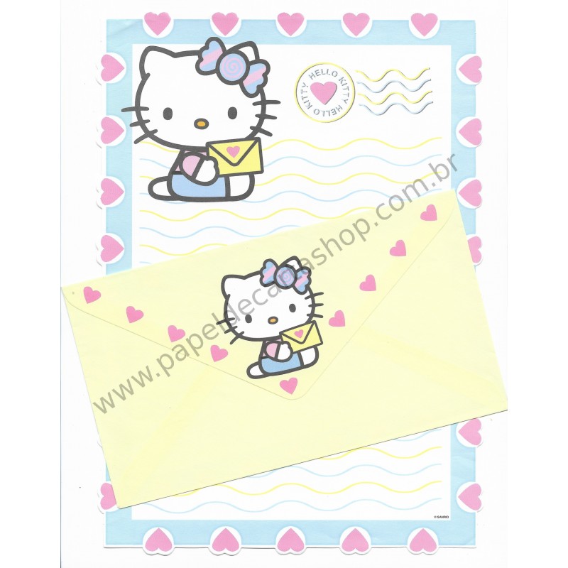 Conjunto de Papel de Carta Hello Kitty (AM/AZ) Sanrio - GRAFONS
