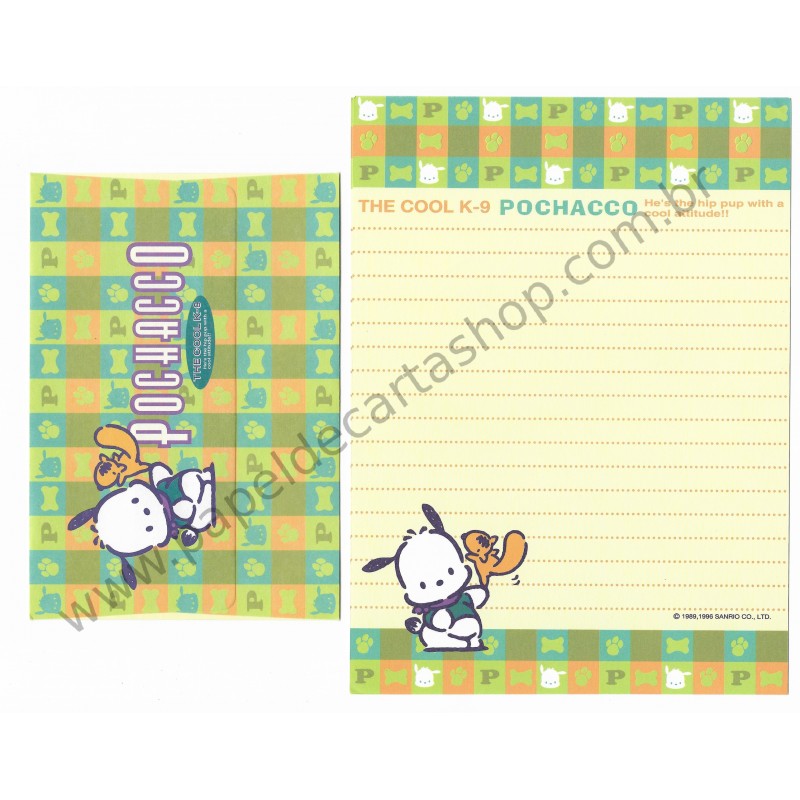 Ano 1996. Conjunto de Papel de Carta Pochacco CAM Vintage Sanrio