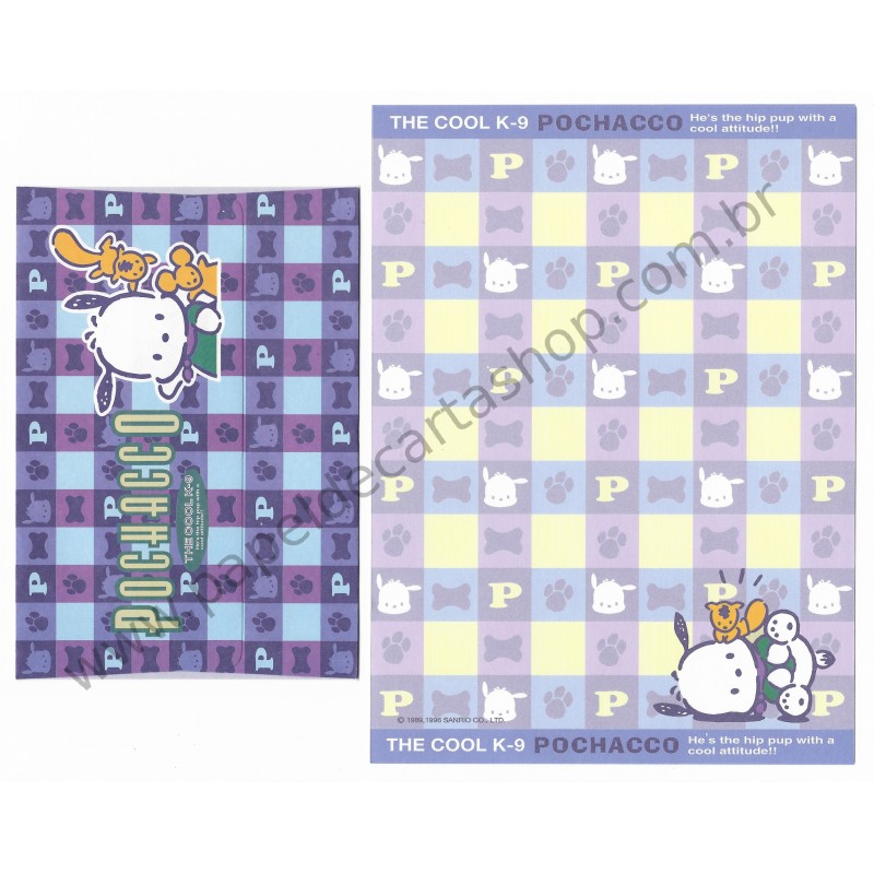 Ano 1996. Conjunto de Papel de Carta Pochacco CLL Vintage Sanrio