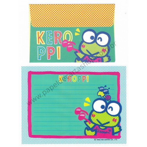 Ano 1996. Conjunto de Papel de Carta Keroppi Plástico Vintage Sanrio