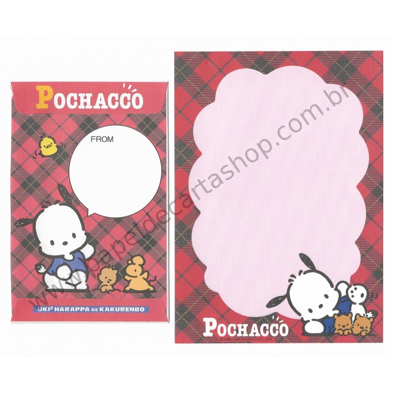 Ano 1996. Conjunto de Papel de Carta Pochacco PVM Vintage Sanrio