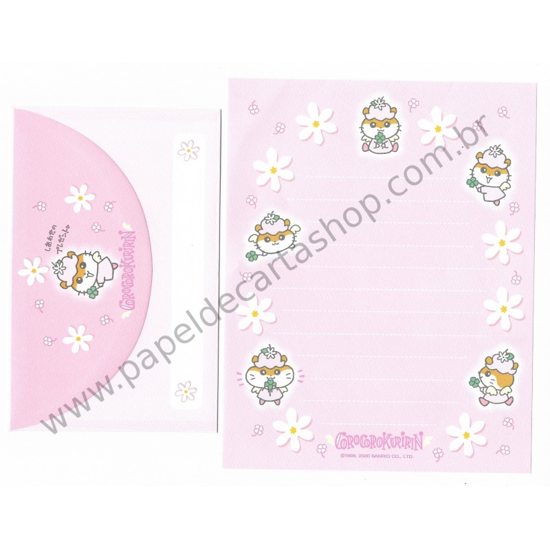 Ano 2000. Conjunto de Papel de Carta CoroCoroKuririn Antigo (Vintage) Sanrio