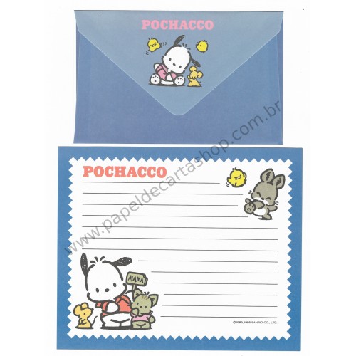 Ano 1995. Conjunto de Papel de Carta Pochacco CAZ Vintage Sanrio