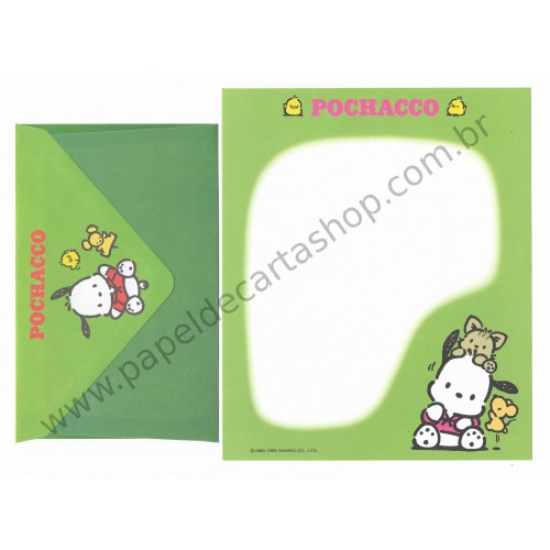 Ano 1995. Conjunto de Papel de Carta Pochacco CVD Vintage Sanrio