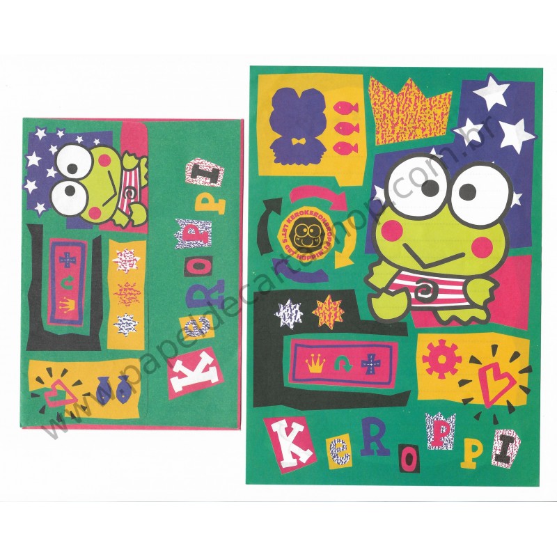 Ano 1996. Conjunto de Papel de Carta Keroppi Antigo (Vintage) Sanrio