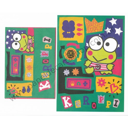 Ano 1996. Conjunto de Papel de Carta Keroppi Antigo (Vintage) Sanrio