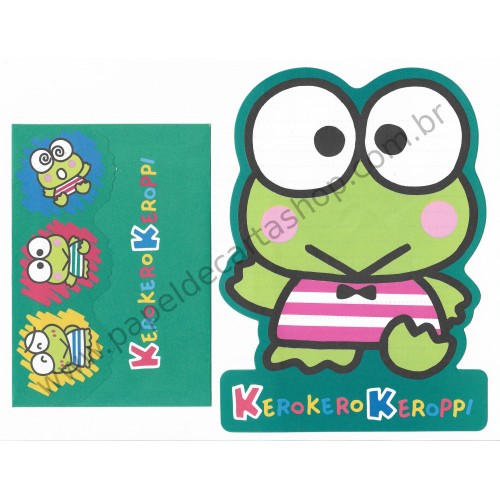 Ano 1994. Conjunto de Papel de Carta Keroppi DCR Vintage Sanrio