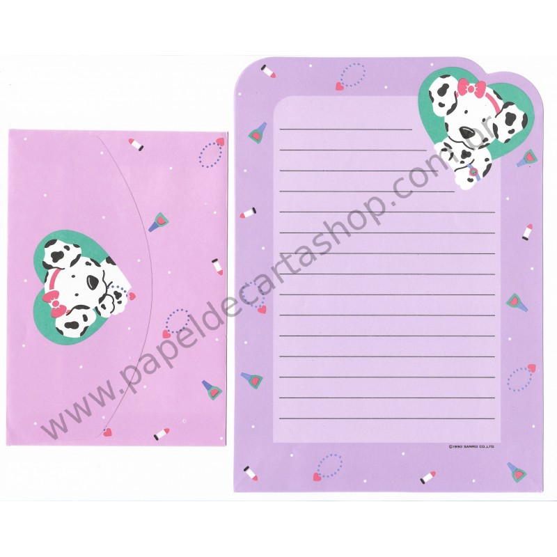 Ano 1990. Conjunto de Papel de Carta Spottie Dottie ROSA Sanrio