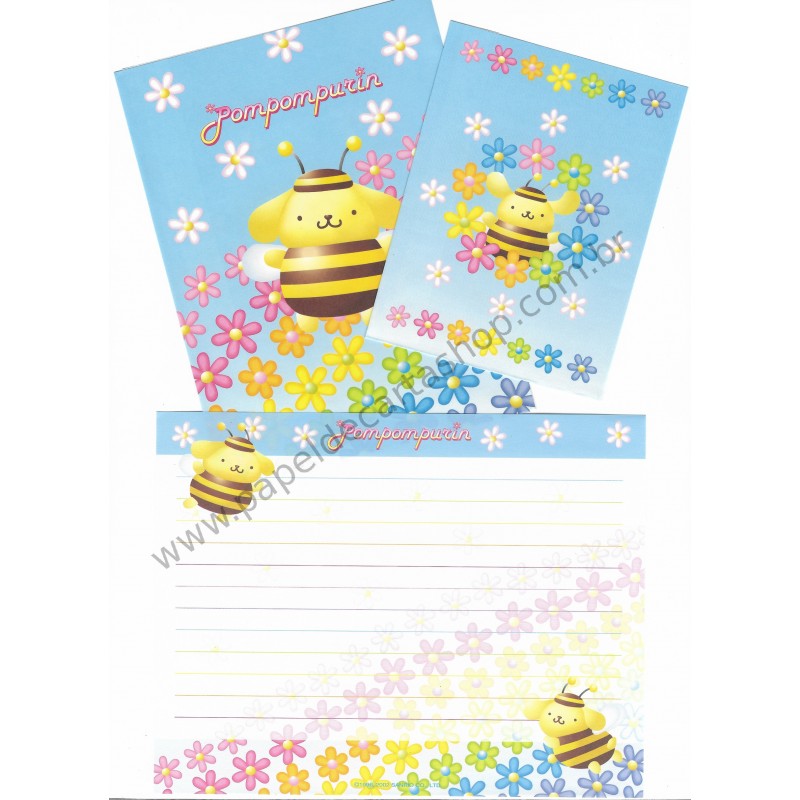 Ano 2002. Conjunto de Papel de Carta PomPomPurin Bee1 Sanrio