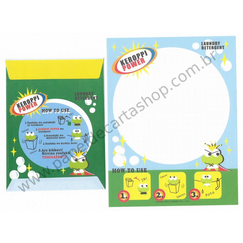 Ano 2002. Conjunto de Papel de Carta Keroppi Power Sanrio