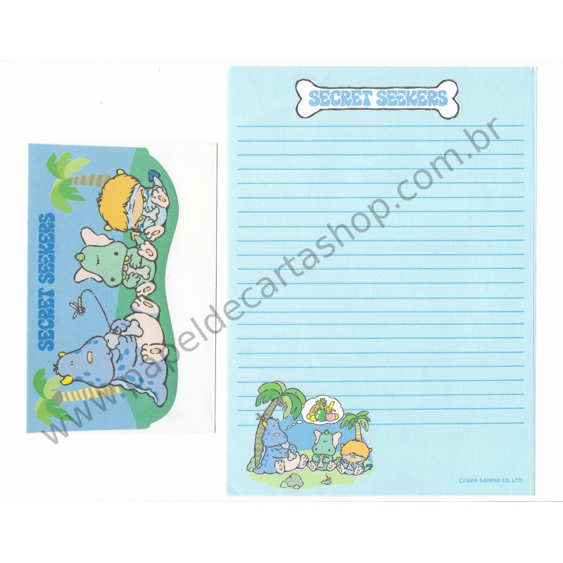 Ano 1985. Conjunto de Papel de Carta Secret Seekers Vintage Sanrio