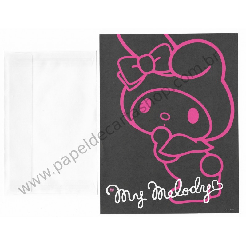 Ano 2012. Conjunto de Papel de Carta My Melody Preto Pink Sanrio