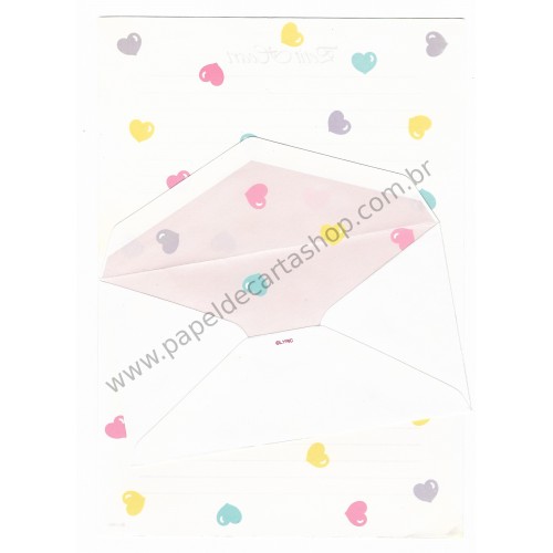 Conjunto de Papel de Carta Vintage Petit Heart Color Letter Lyric Japan