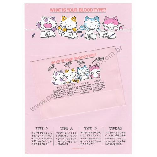 Conjunto de Papel de Carta Vintage Blood Type Stationery House Japan