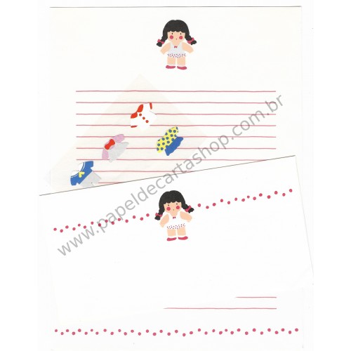 Conjunto de Papel de Carta Antigo (Vintage) Little Girl YÜKARI JAPAN