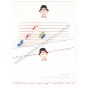 Conjunto de Papel de Carta Antigo (Vintage) Little Girl YÜKARI JAPAN