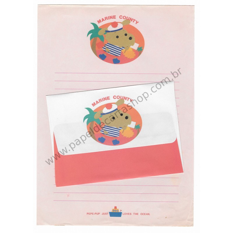 Conjunto de Papel de Carta Vintage Marine County CLA Midori Japan